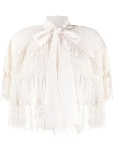Shop Self-portrait Tiered Lace Blouse In White