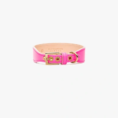 Shop Black & Brown Pink Holly Leather Dog Collar