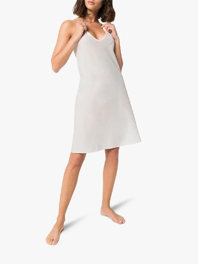 Shop Pour Les Femmes Knee-length Cotton Slip Nightdress In White