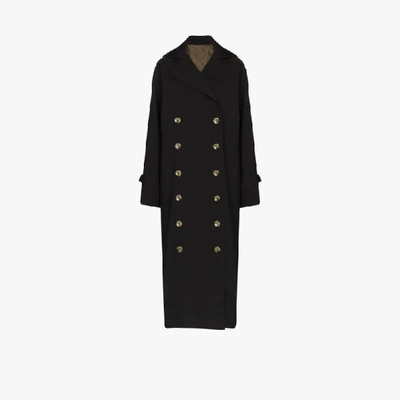 Shop Totême Double-breasted Trench Coat In Black