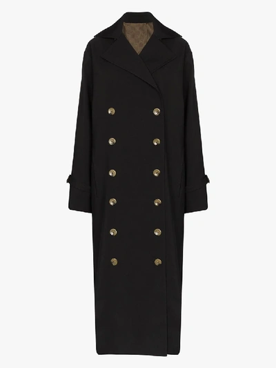 Shop Totême Double-breasted Trench Coat In Black