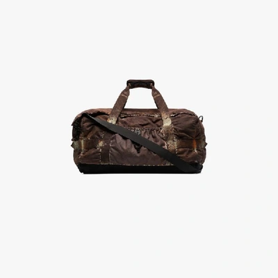 Shop Stone Island Brown Camo Print Cotton Holdall Bag