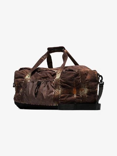 Shop Stone Island Brown Camo Print Cotton Holdall Bag