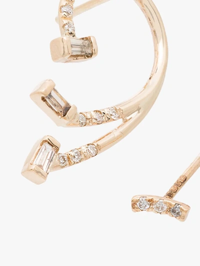 Shop Xiao Wang 14k Yellow Gold Gravity Diamond Earrings