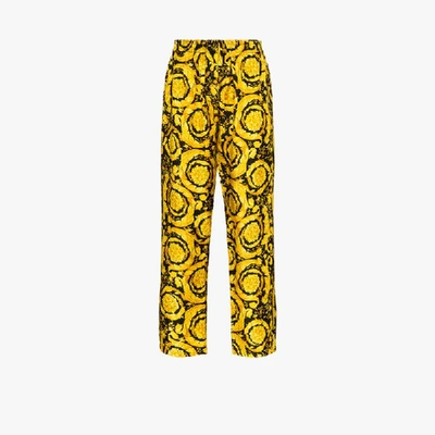 Shop Versace Baroque Print Pyjama Bottoms In Black