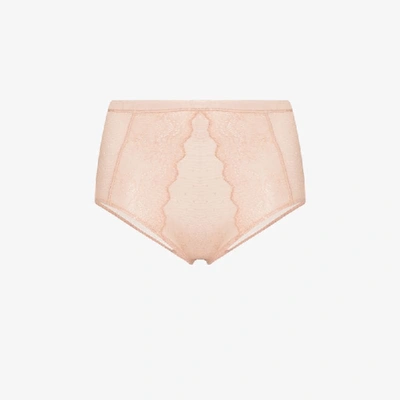 Shop Spanx Nude Spotlight On Lace Panelled Briefs In Neutrals