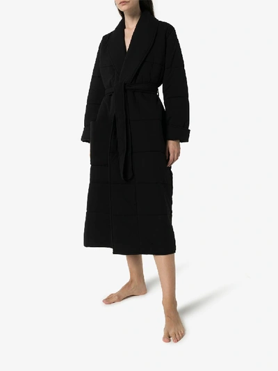 Shop Skin Sierra Quilted Cotton Robe In Black