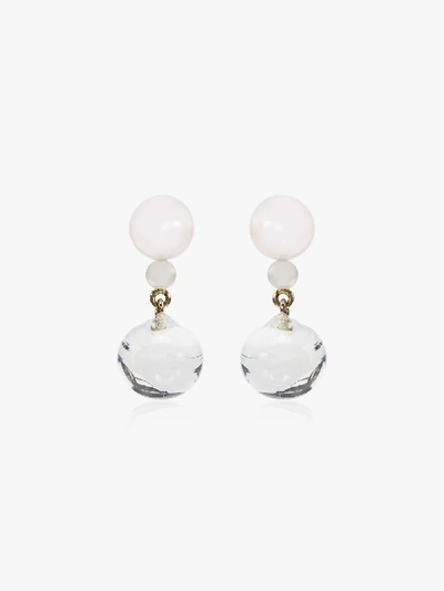 Shop Sophie Bille Brahe 14k Yellow Gold Guidecca Pearl Drop Earrings In White