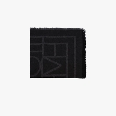 Shop Totême Black Como Monogram Scarf In Grey