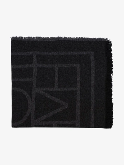 Shop Totême Black Como Monogram Scarf In Grey