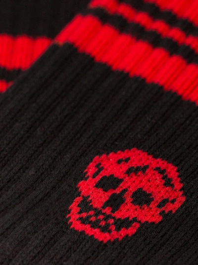 Shop Alexander Mcqueen Black And Red Skull Sport Socks