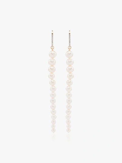 Mateo 14kt Gold Pearl And Diamond Drop Earrings In White Yellow Gold