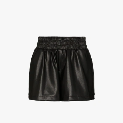 Shop Les Rêveries Faux Leather Shorts In Black