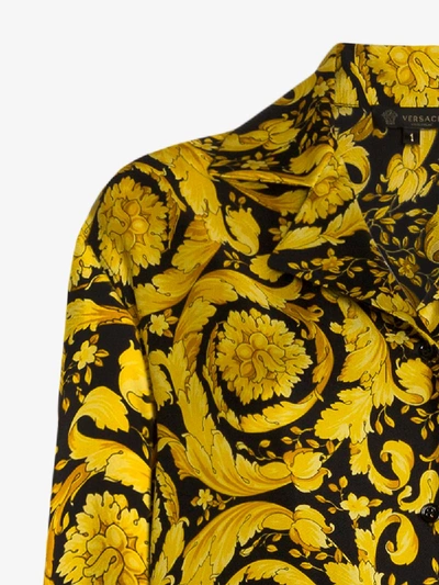 Shop Versace Baroque Print Silk Pyjama Shirt In Black