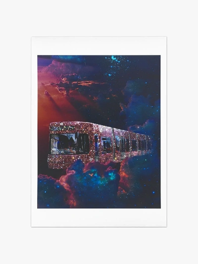 Shop Browns X Sara Shakeel Crystal Wait For The Train A4 Print In Blue