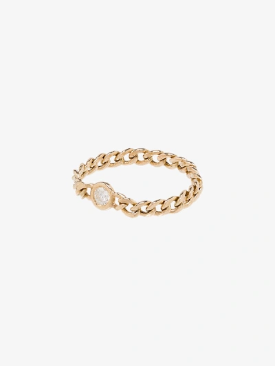 Shop Zoë Chicco 14k Yellow Gold Small Curb Chain Diamond Ring
