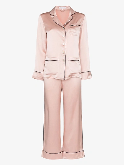 Shop Olivia Von Halle Coco Silk Pyjamas In Pink