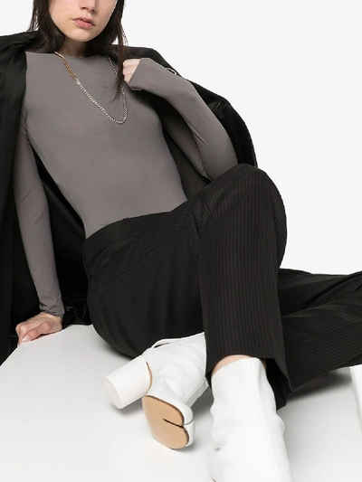 Shop Maison Margiela Long Sleeve Bodysuit In Grey