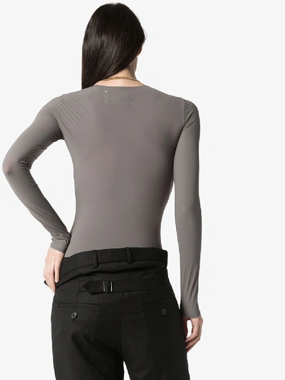 Shop Maison Margiela Long Sleeve Bodysuit In Grey
