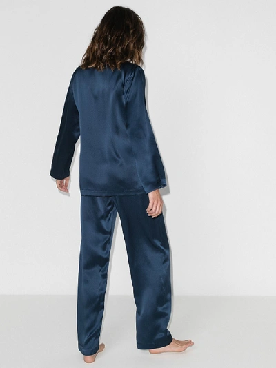 Shop La Perla Silk Pyjama Set In Blue