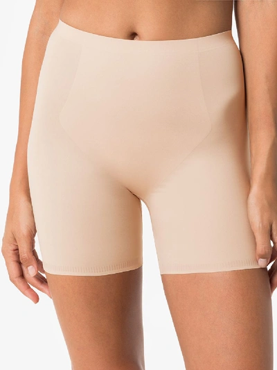 Shop Spanx Nude Thinstincts Mid-thigh Shorts In Neutrals