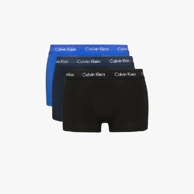 Shop Calvin Klein Underwear Black And Blue Cotton Boxer Briefs Set