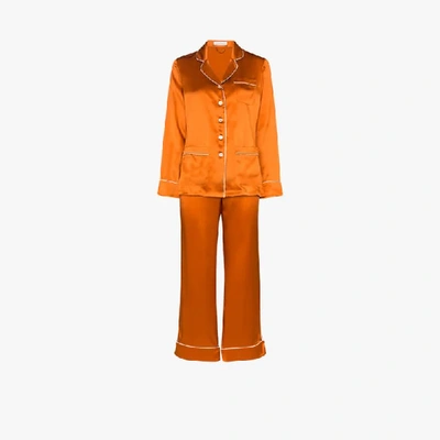 Shop Olivia Von Halle Coco Silk Pyjamas In Gold