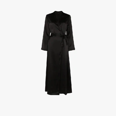 Shop La Perla Long Silk Robe In Black