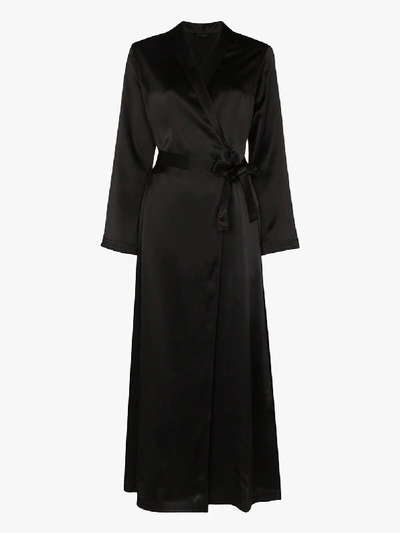 Shop La Perla Long Silk Robe In Black