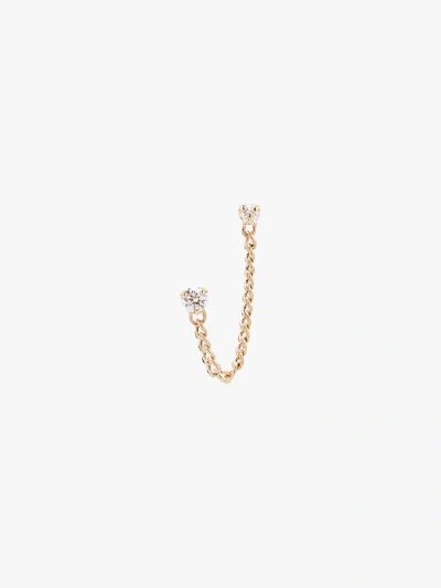 Shop Zoë Chicco 14k Yellow Gold Double Stud Chain Diamond Earring