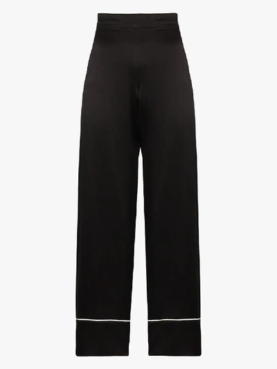 Shop Asceno London Silk Pyjama Bottoms In Black