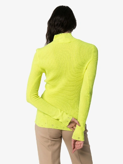 Shop Les Rêveries Turtleneck Ribbed Cashmere Top In Yellow