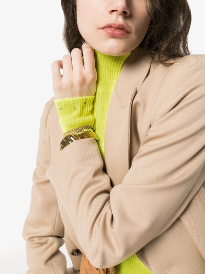 Shop Les Rêveries Turtleneck Ribbed Cashmere Top In Yellow