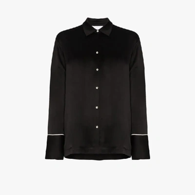 Shop Asceno London Silk Pyjama Top In Black
