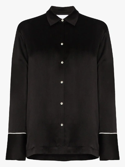 Shop Asceno London Silk Pyjama Top In Black