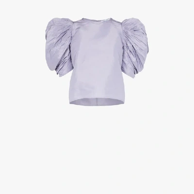 Shop Nackiyé Lolita Pouf Sleeve Top In Purple