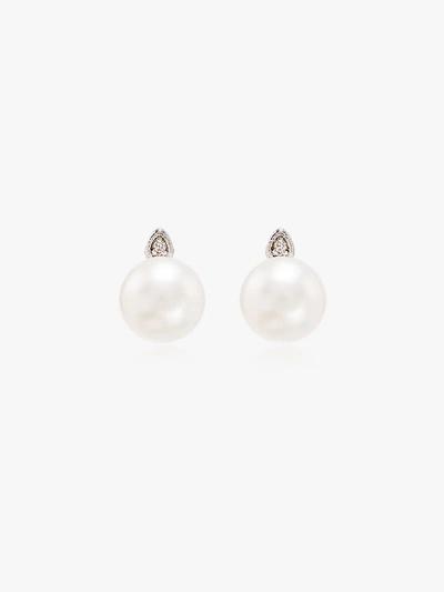 Shop Mateo 14kt Gold Pearl Diamond Earrings In Yellow Gold