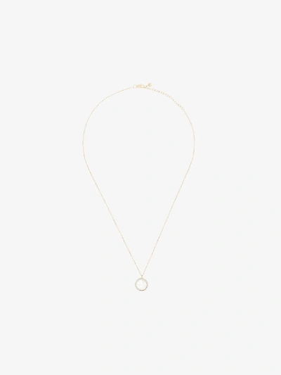 Shop Mateo 14k Yellow Gold C Initial Pearl Diamond Necklace In Metallic