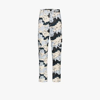 Shop Stone Island Camouflage Cargo Trousers - Men's - Cotton In Blue