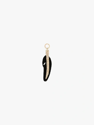 Shop Jacquie Aiche 14k Yellow Gold Feather Diamond Charm In Black