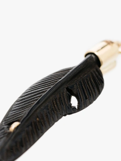 Shop Jacquie Aiche 14k Yellow Gold Feather Diamond Charm In Black