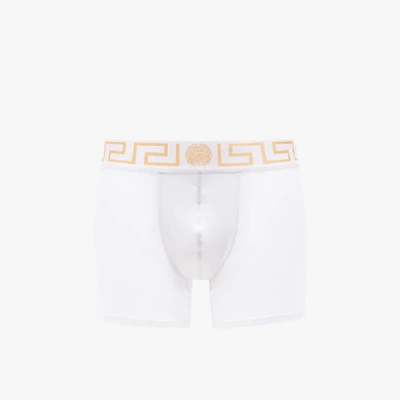 Shop Versace Greca Border Boxer Briefs In White