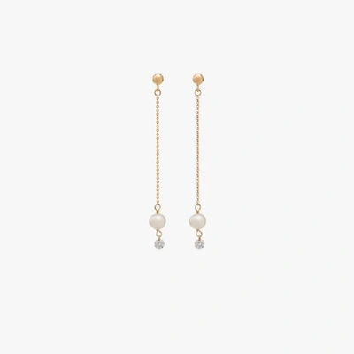 Shop Persée 18k Yellow Gold Diamond And Pearl Drop Earrings