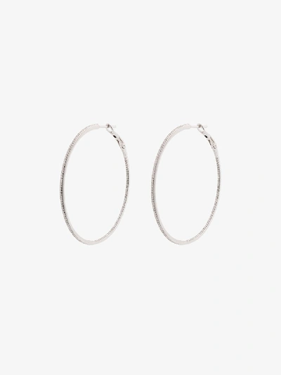Shop Dana Rebecca Designs 14k White Gold Drd Large Hoop Diamond Earrings In Metallic