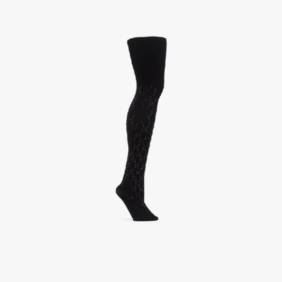 Shop Gucci Black Crystal Gg Tights