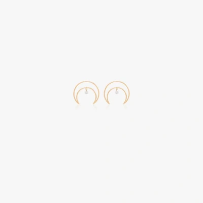 Persée 18k Yellow Gold Crescent Moon Diamond Earrings In Yellow Gold