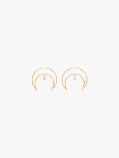 Persée 18k Yellow Gold Crescent Moon Diamond Earrings In Yellow Gold