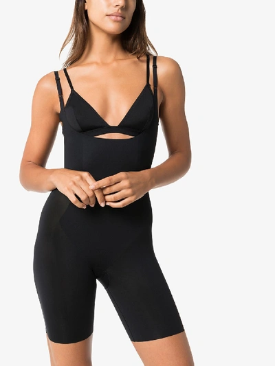 Shop Spanx Black Thinstincts Open Bust Mid-thigh Bodysuit
