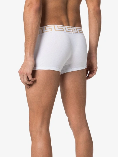 Shop Versace Greca Border Boxer Briefs Set In White