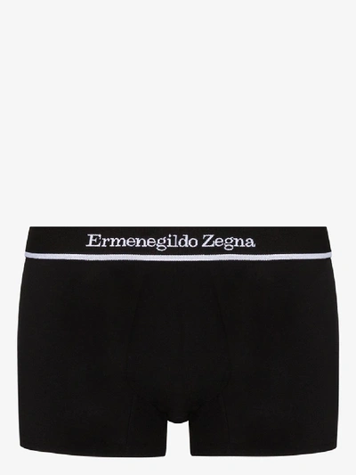 Shop Ermenegildo Zegna Logo Waistband Boxer Briefs In Black